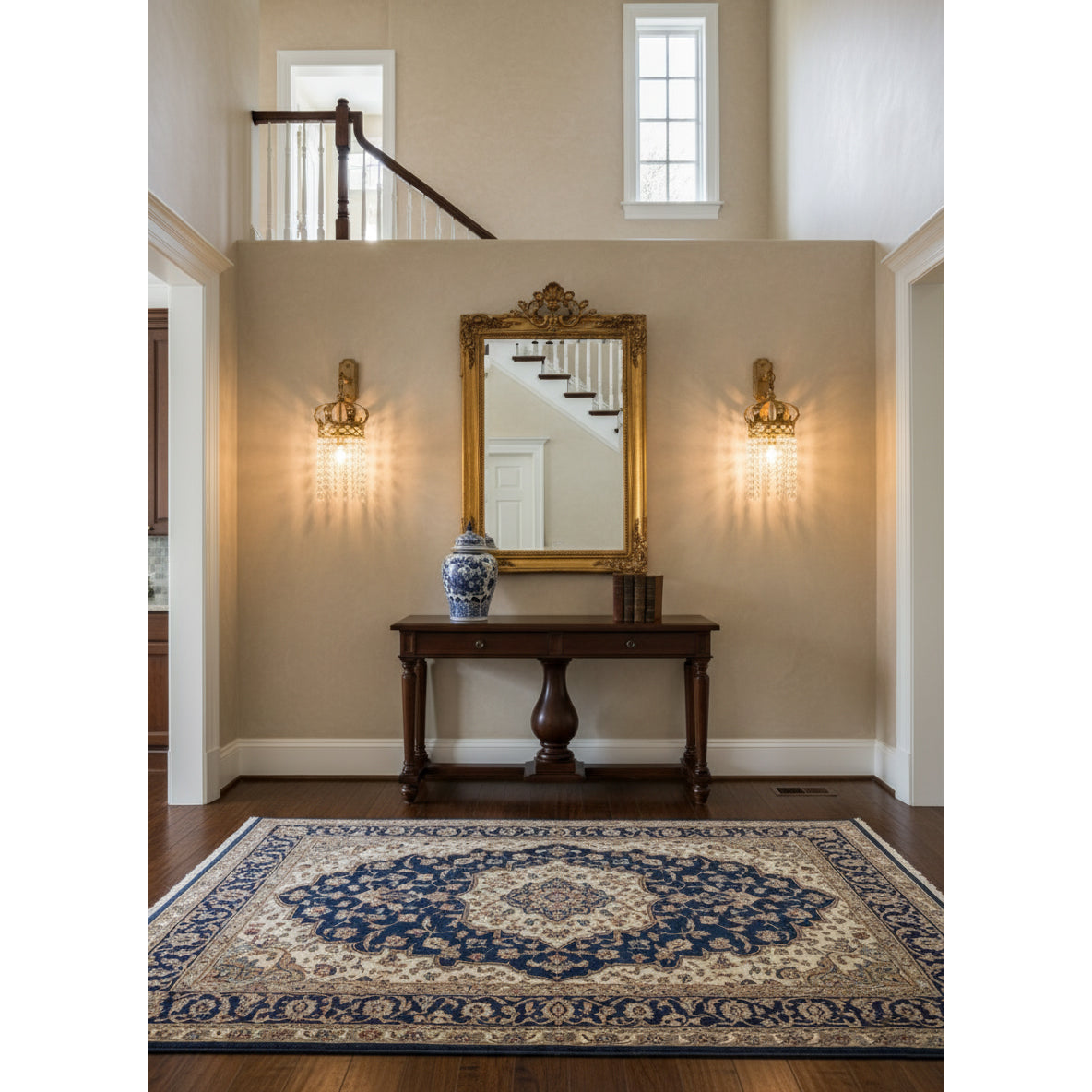Front view of the Timon Brass Crown Wall Lamp.