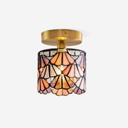 Rosavine Tiffany Stained Glass Semi Flush Mount Light
