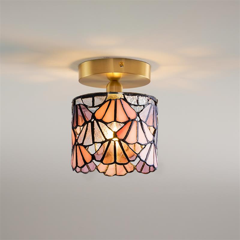Rosavine Tiffany Stained Glass Semi Flush Mount Light