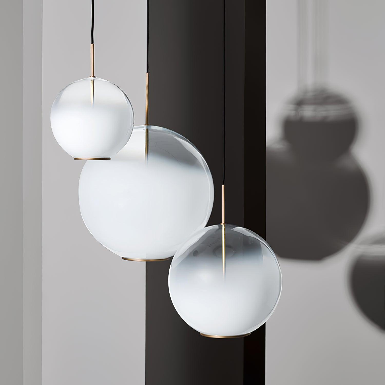 Lustra Pendant Lamp Smoke Gray Glass Gradient for Living Room-Neutral Decor