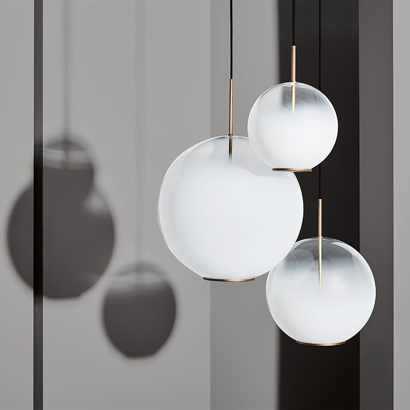 Lustra Pendant Lamp Smoke Gray Glass Gradient for Living Room-Neutral Decor