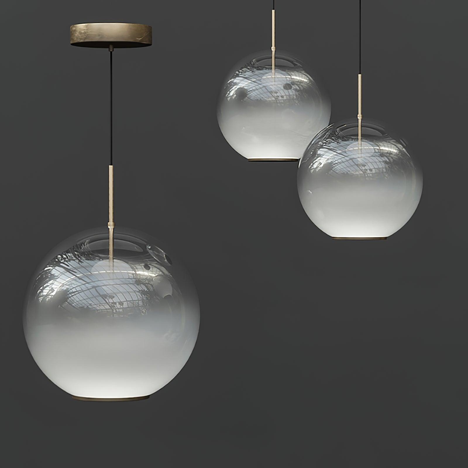 Lustra Pendant Lamp Smoke Gray Glass Gradient for Living Room-Neutral Decor