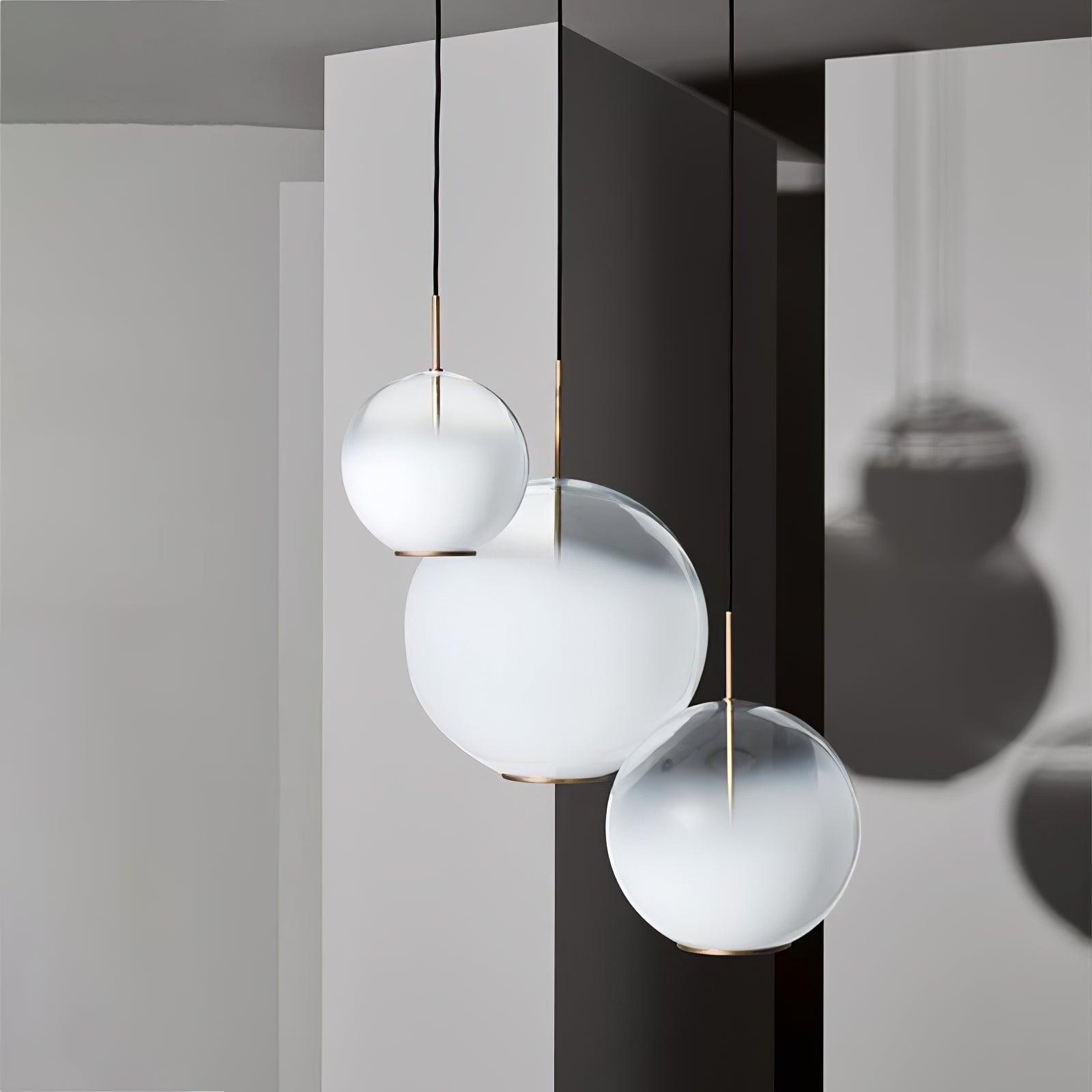 Lustra Pendant Lamp Smoke Gray Glass Gradient for Living Room-Neutral Decor