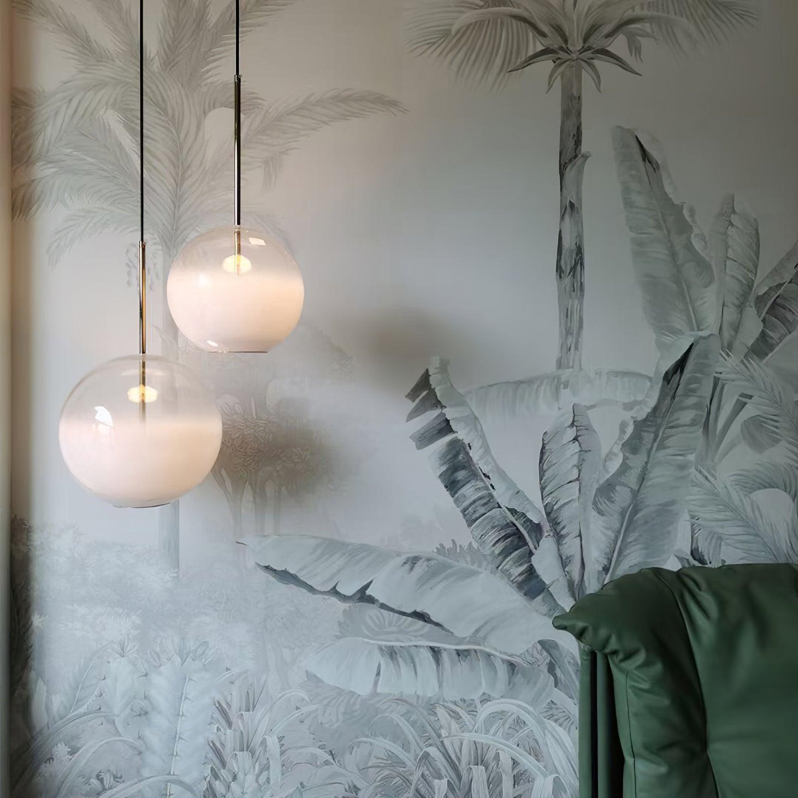 Lustra Pendant Lamp Smoke Gray Glass Gradient for Living Room-Neutral Decor