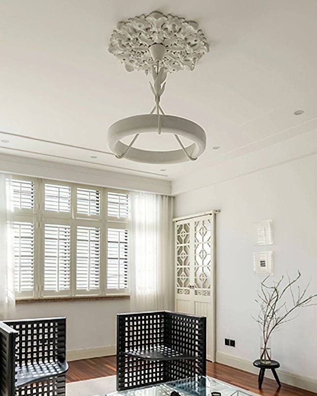 Eixor Chandelier Plaster White Floral Shape Minimalist-Neutral Decor