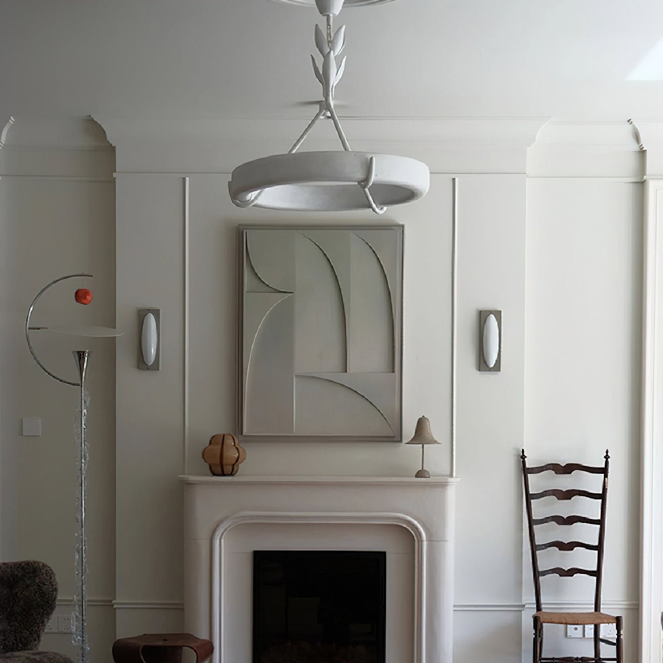 Eixor Chandelier Plaster White Floral Shape Minimalist-Neutral Decor