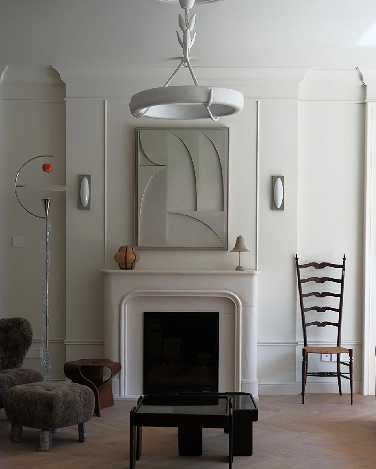 Eixor Chandelier Plaster White Floral Shape Minimalist-Neutral Decor