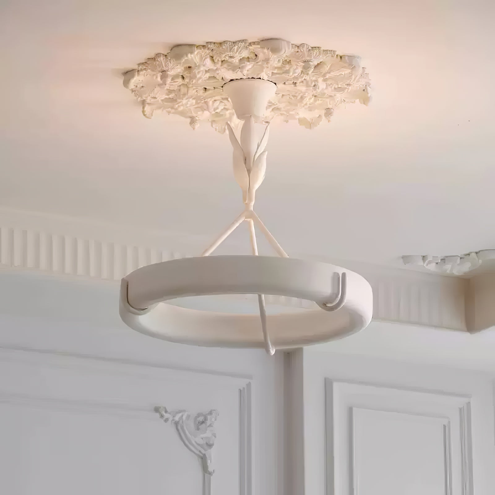 Eixor Chandelier Plaster White Floral Shape Minimalist-Neutral Decor