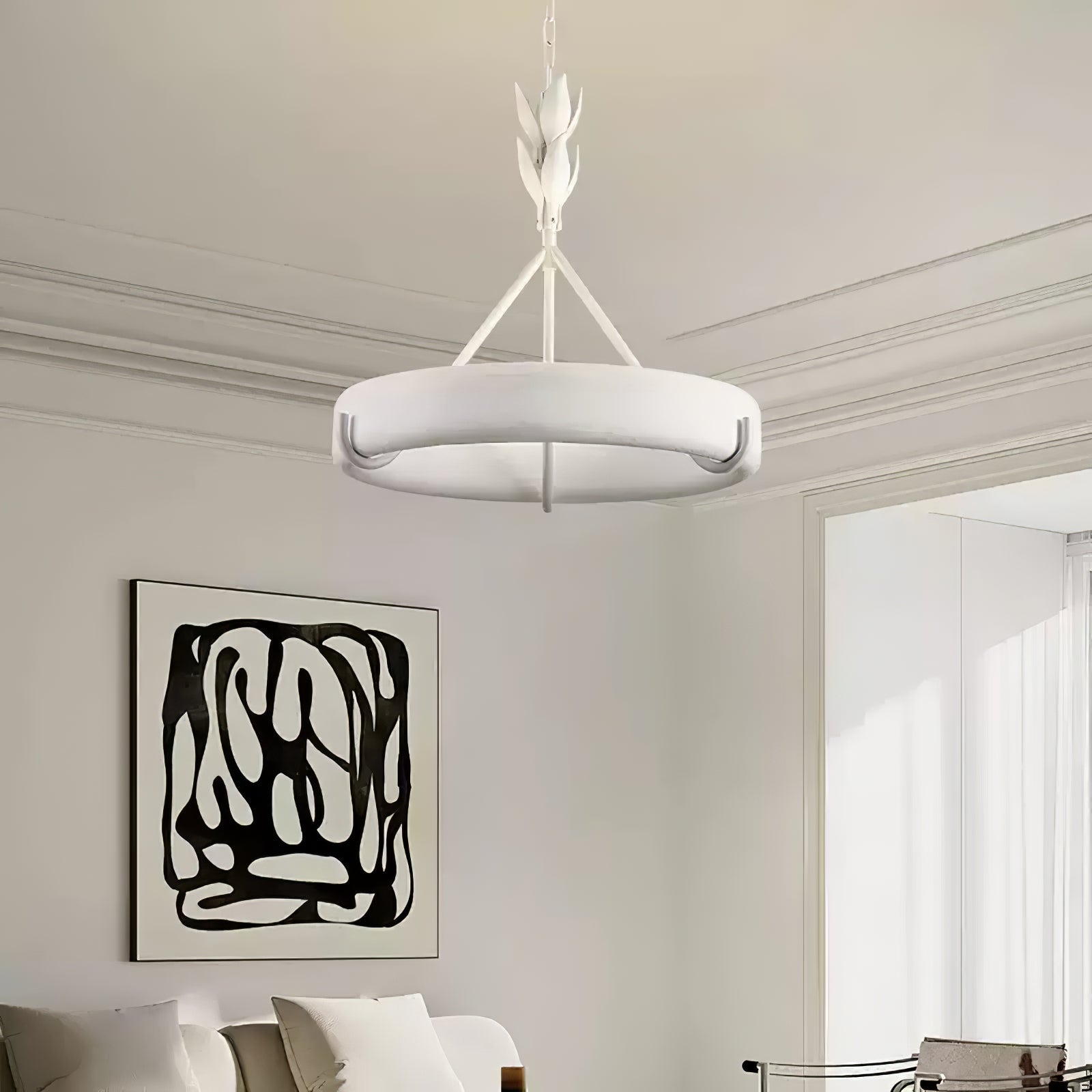 Eixor Chandelier Plaster White Floral Shape Minimalist-Neutral Decor