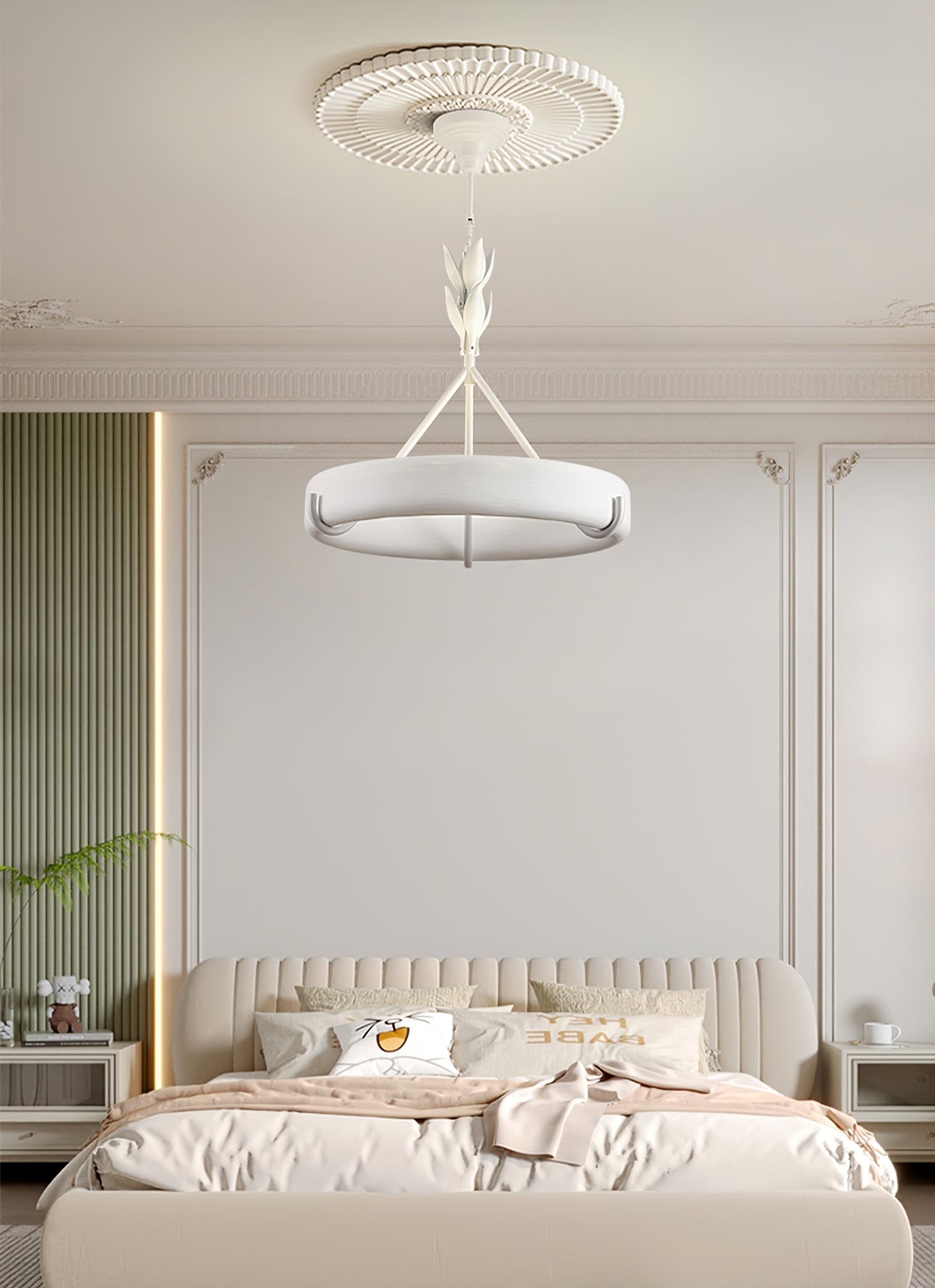 Eixor Chandelier Plaster White Floral Shape Minimalist-Neutral Decor