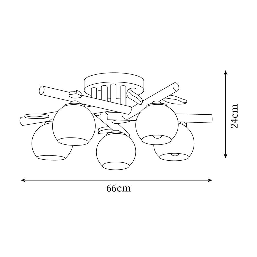 Ceiling Light Wood Body Glass Globes Organic Warm Minimalist