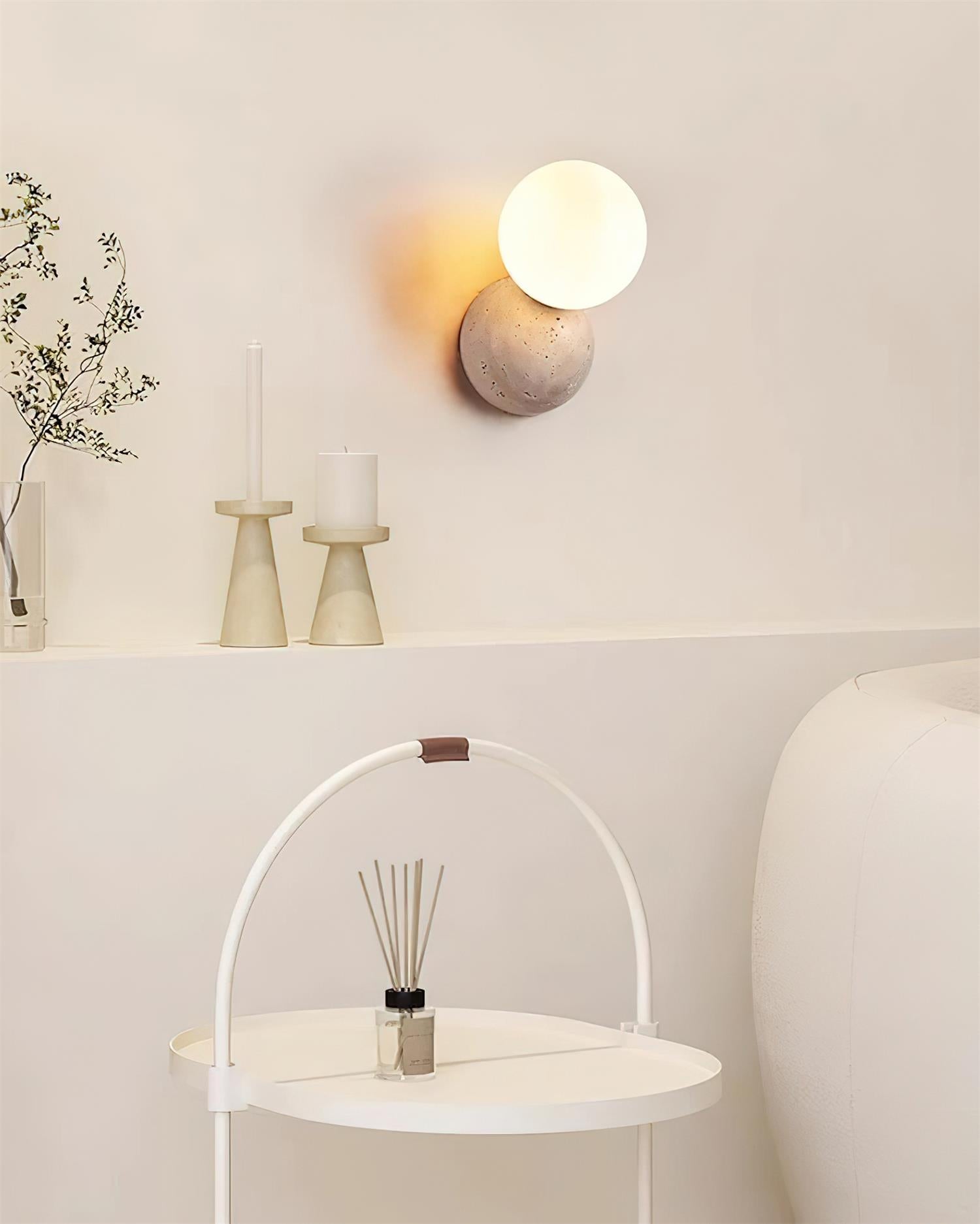 Ritta  Wall Lamp Travertine Dual-sphere Design