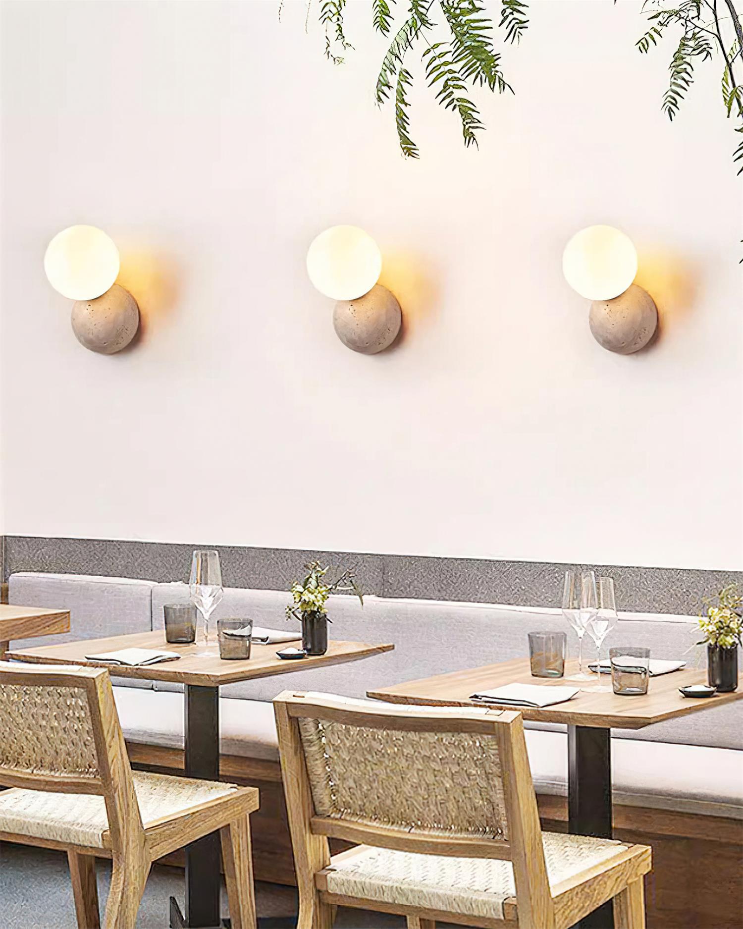 Ritta  Wall Lamp Travertine Dual-sphere Design