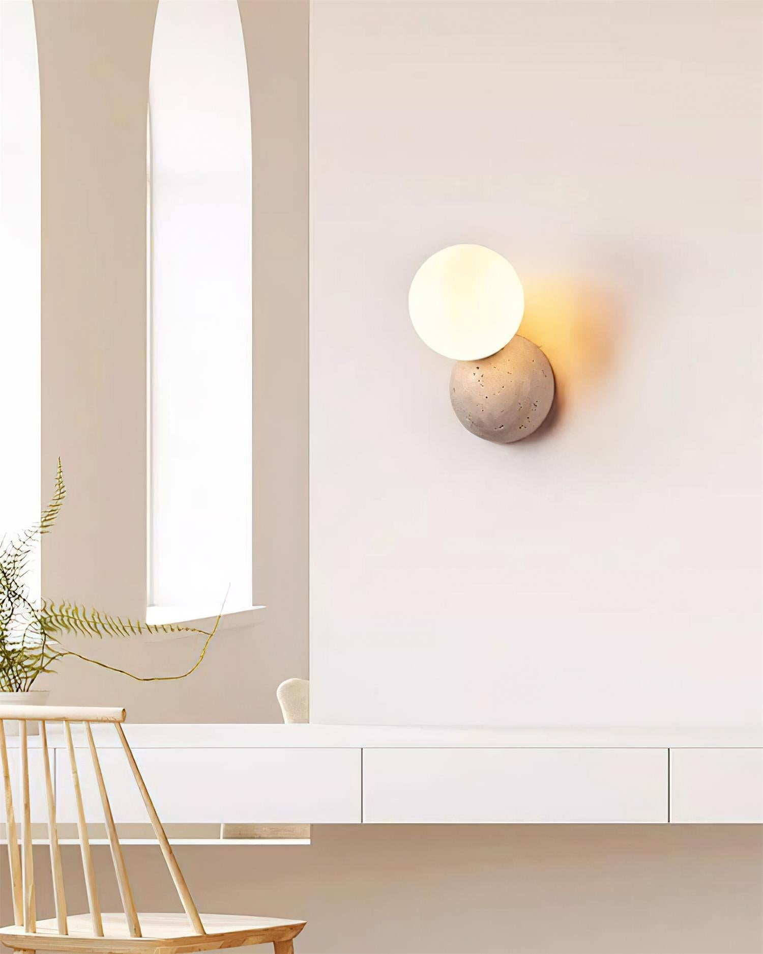 Ritta  Wall Lamp Travertine Dual-sphere Design