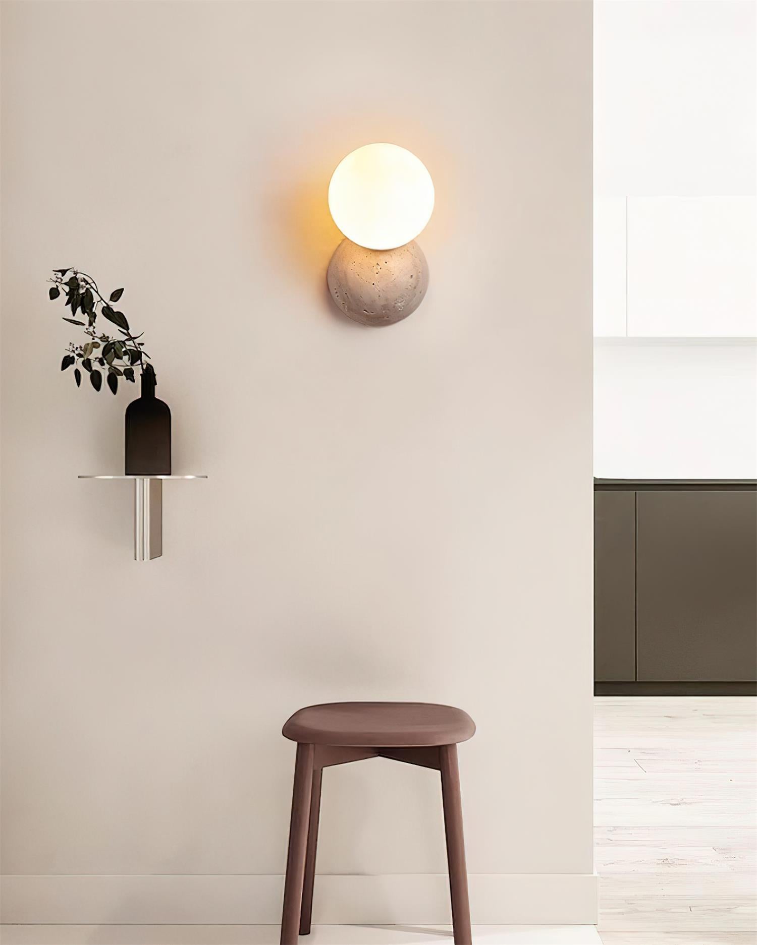 Ritta  Wall Lamp Travertine Dual-sphere Design