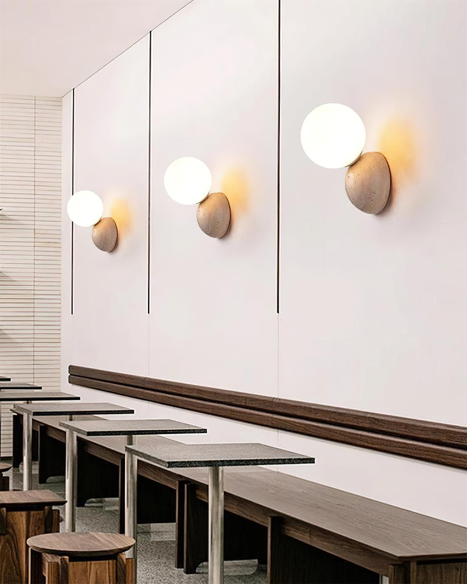 Ritta  Wall Lamp Travertine Dual-sphere Design
