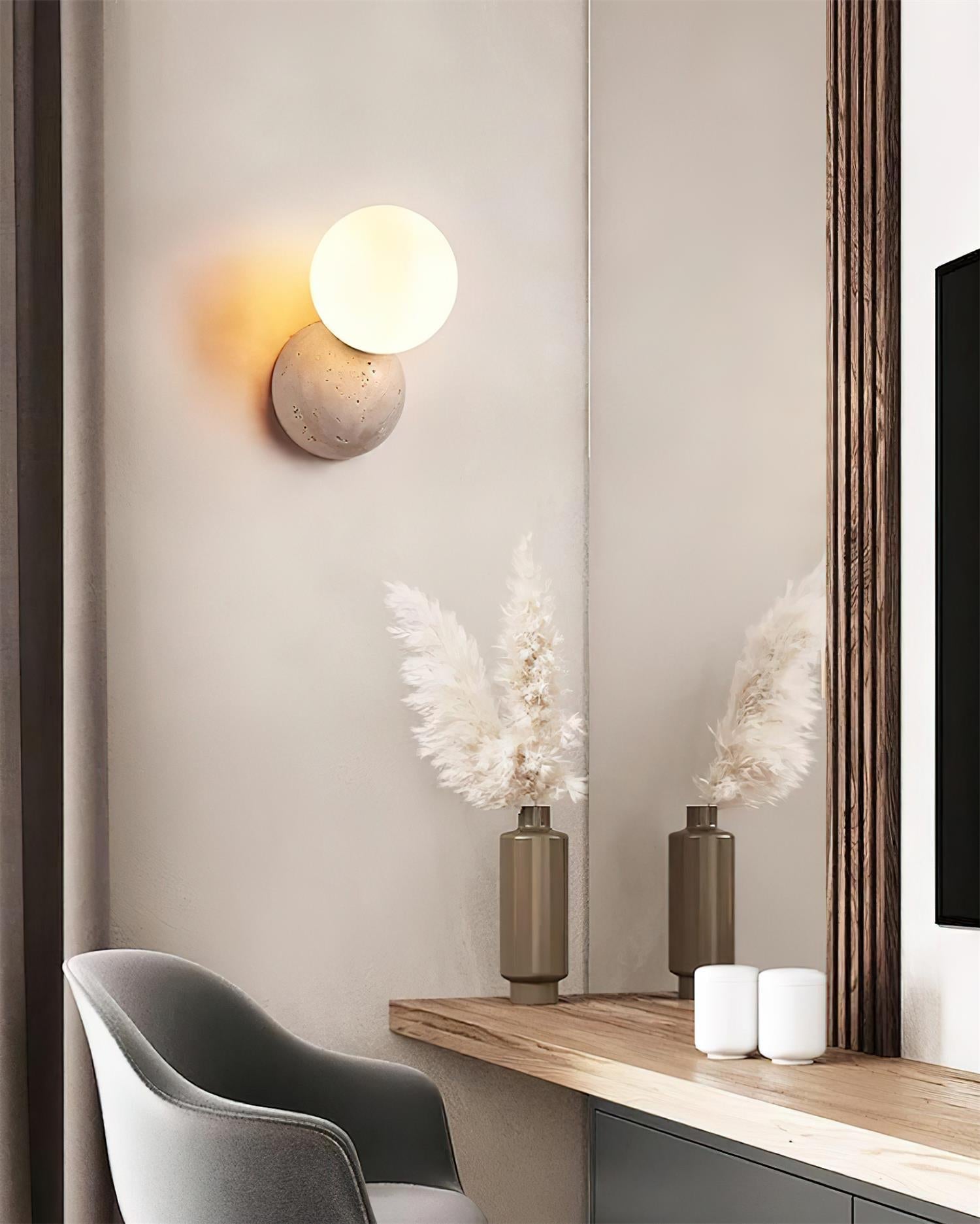 Ritta  Wall Lamp Travertine Dual-sphere Design