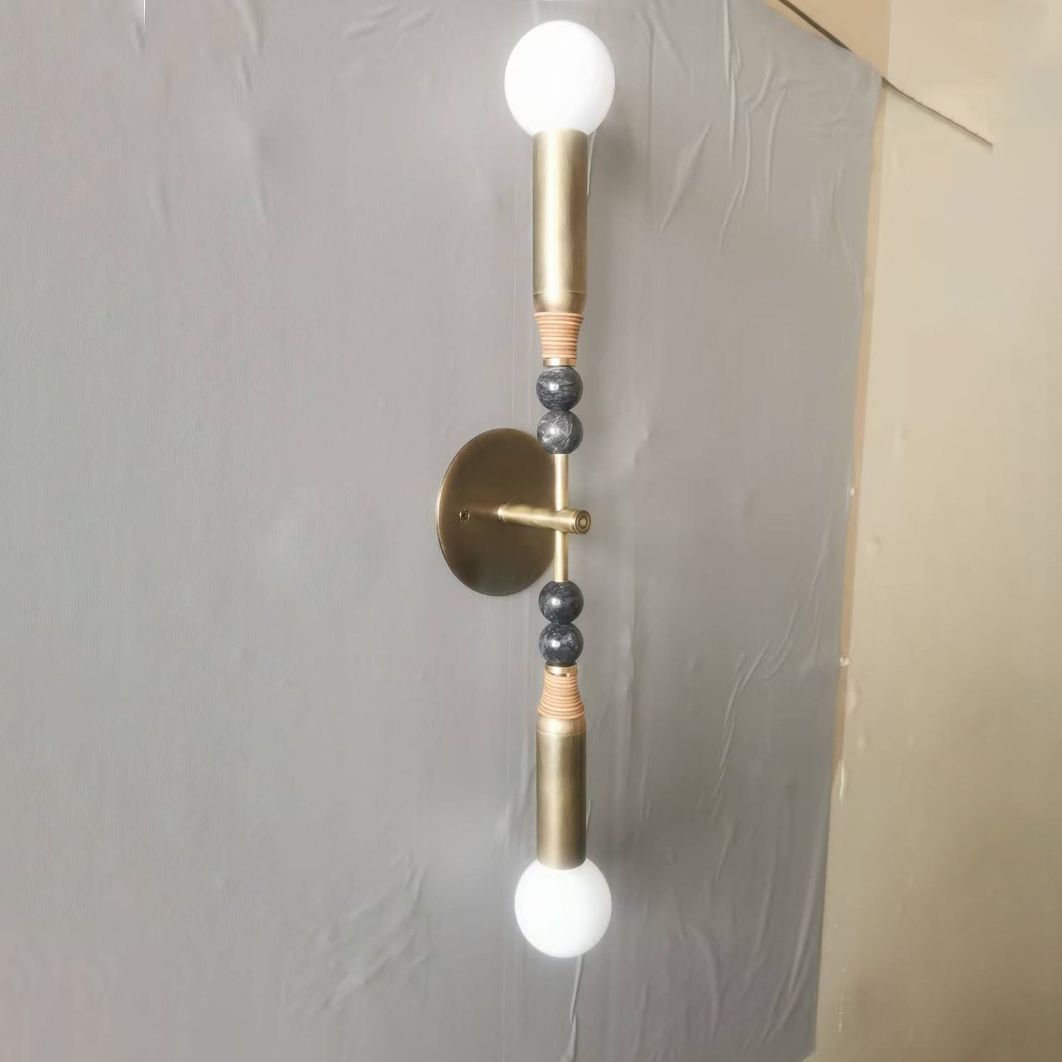 Toam Double Wall Lamp, black finish, side view.