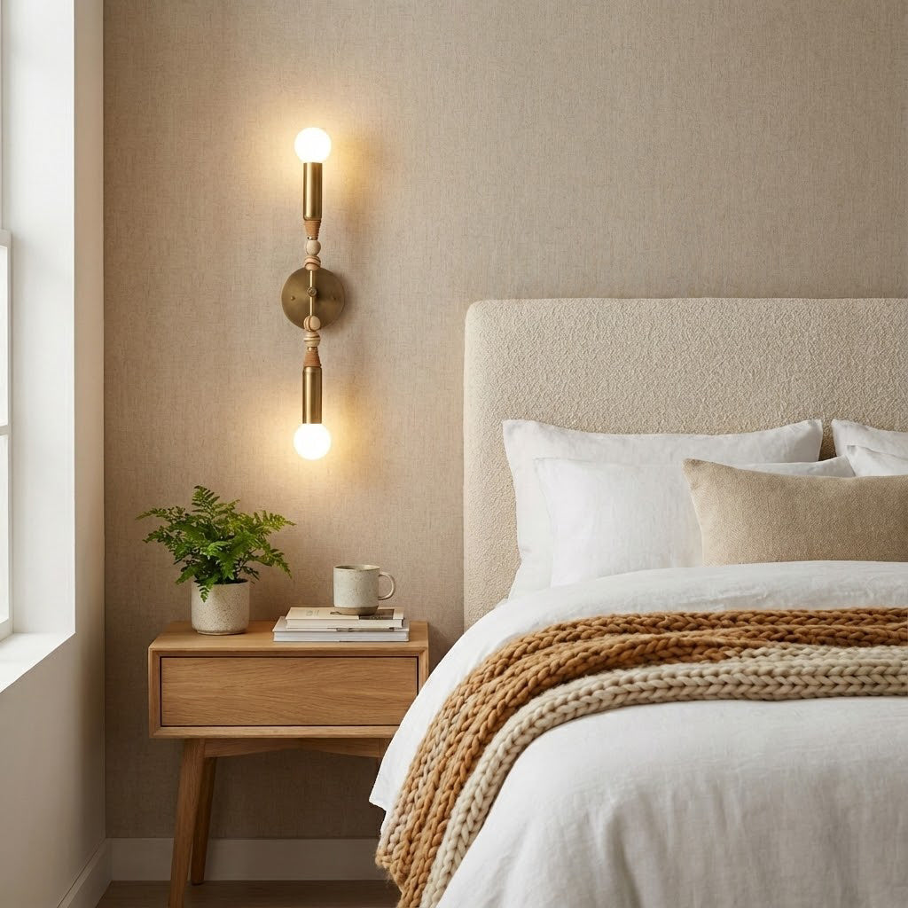 Detail shot of the brass fixture on the Toam Wall Lamp.