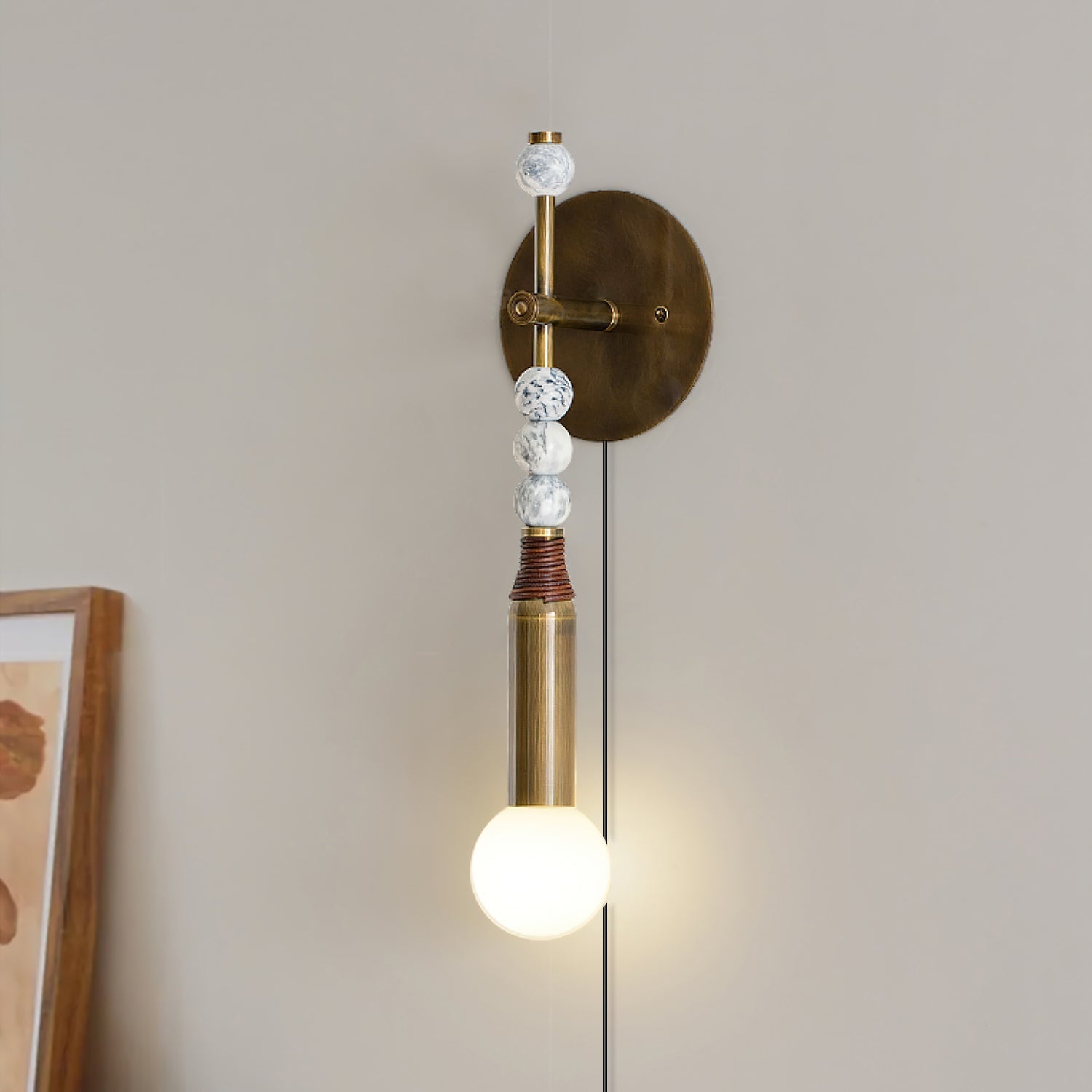 Evilor Premium Elegance Plug-in Marble Wall Lamp-Neutral Decor