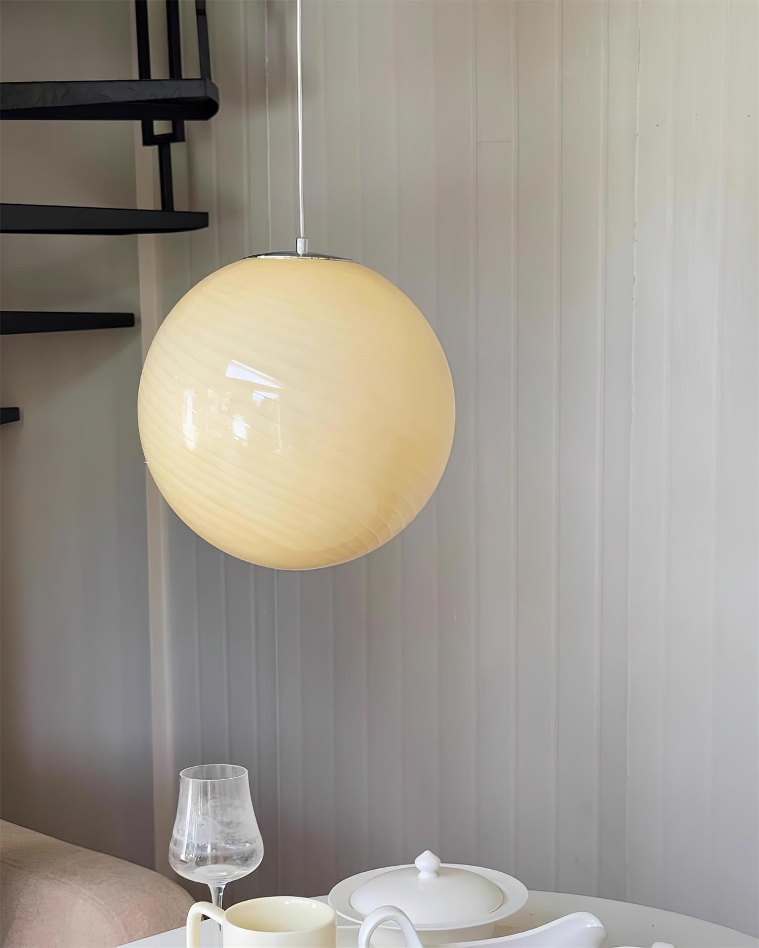 Dorvian Pendant Lamp Glass Globe Blue Modern-Neutral Decor