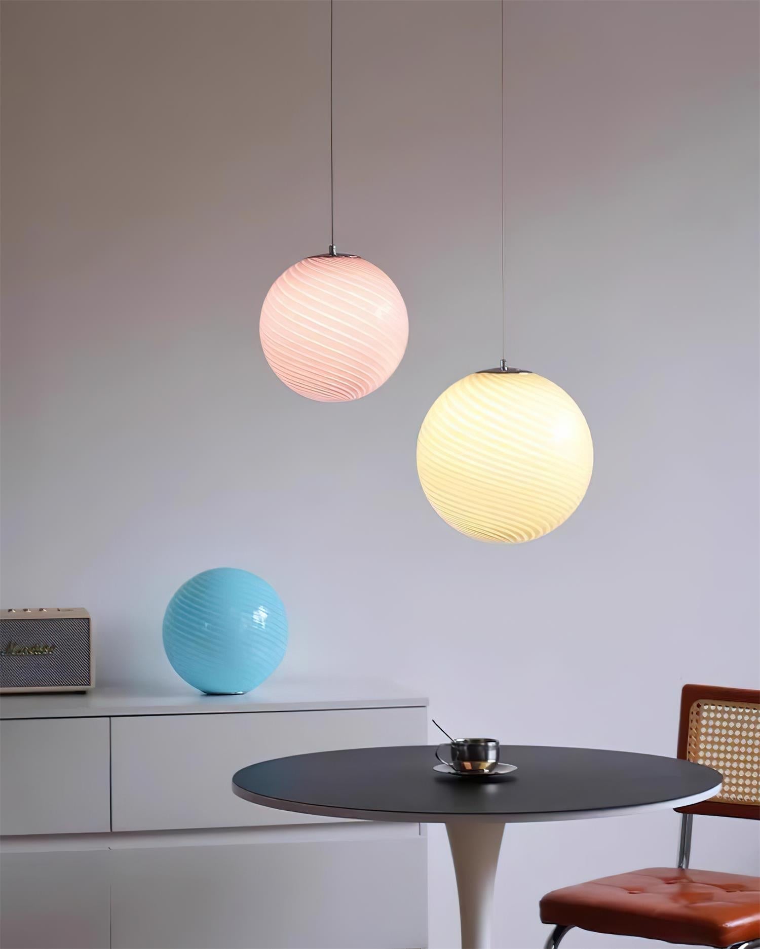 Dorvian Pendant Lamp Glass Globe Blue Modern-Neutral Decor