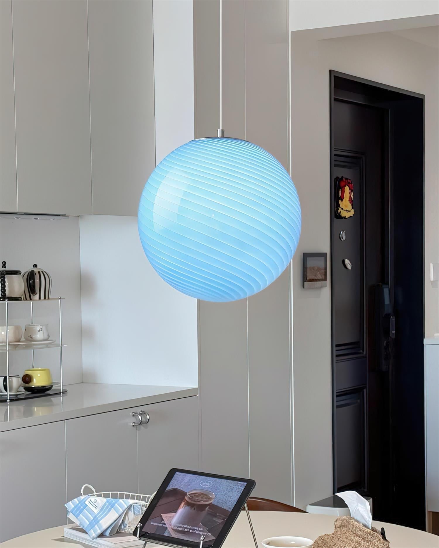 Dorvian Pendant Lamp Glass Globe Blue Modern-Neutral Decor