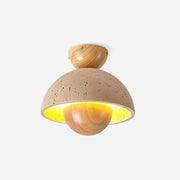 Cavora  Ceiling Light Travertine  Wood Dome Shape