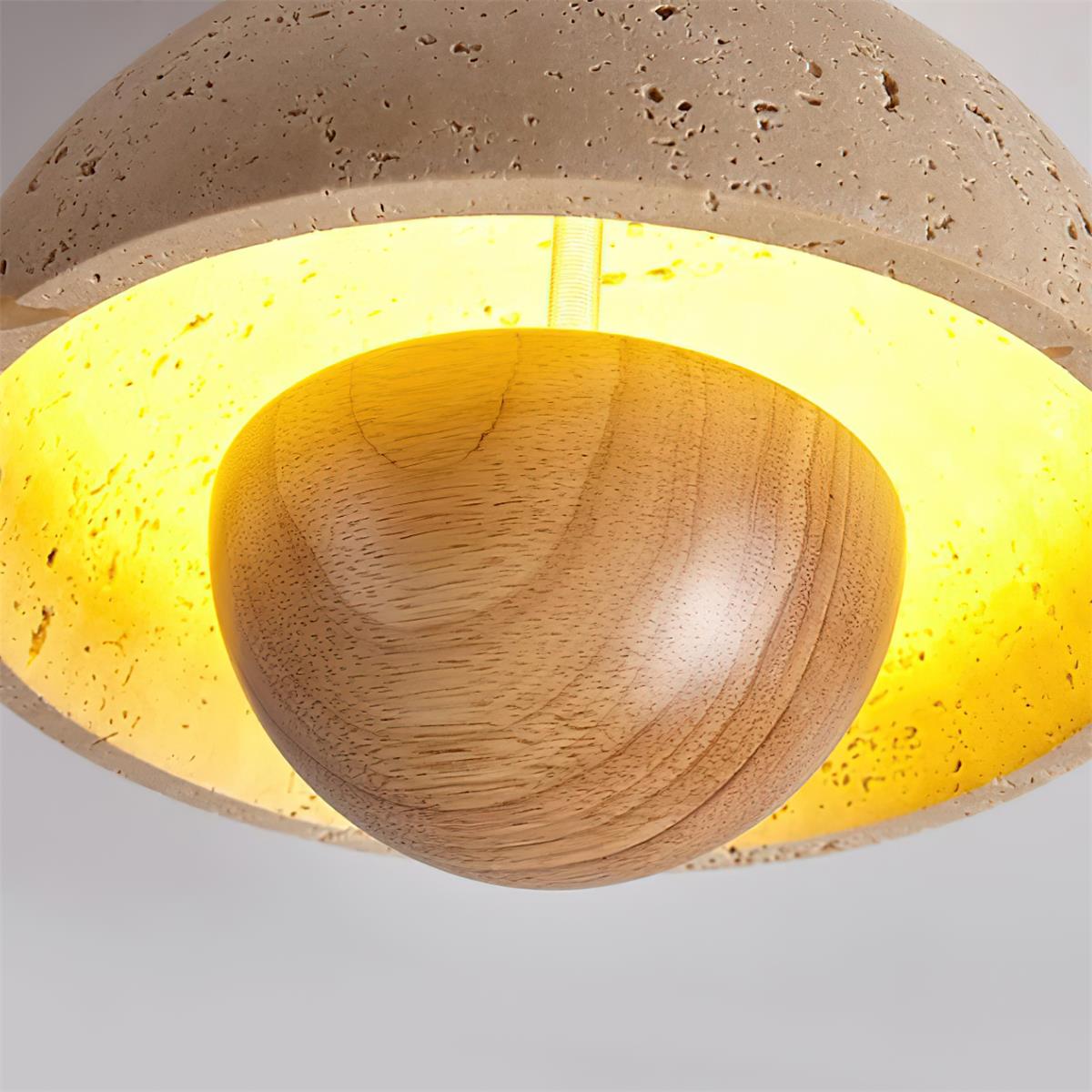 Cavora  Ceiling Light Travertine  Wood Dome Shape