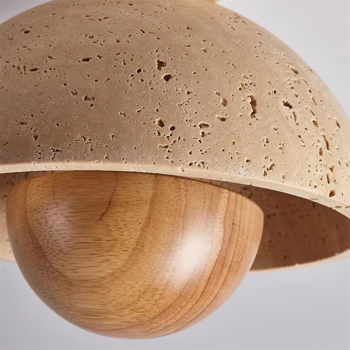 Cavora  Ceiling Light Travertine  Wood Dome Shape