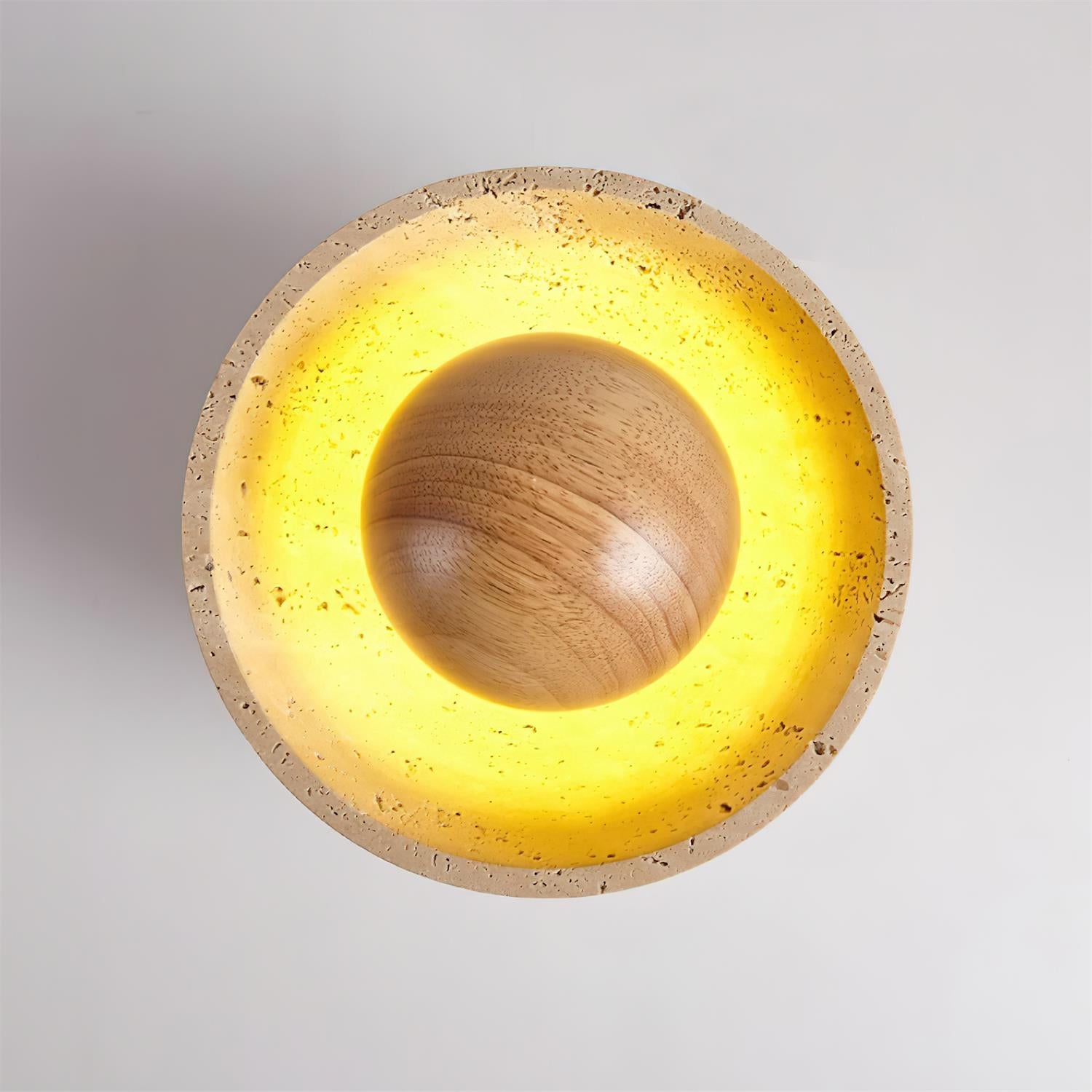 Cavora  Ceiling Light Travertine  Wood Dome Shape