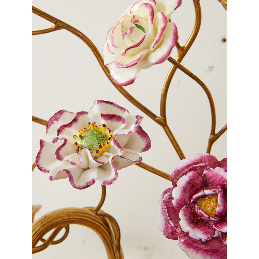 Macro shot of the detailed craftsmanship on the ceramic petals.