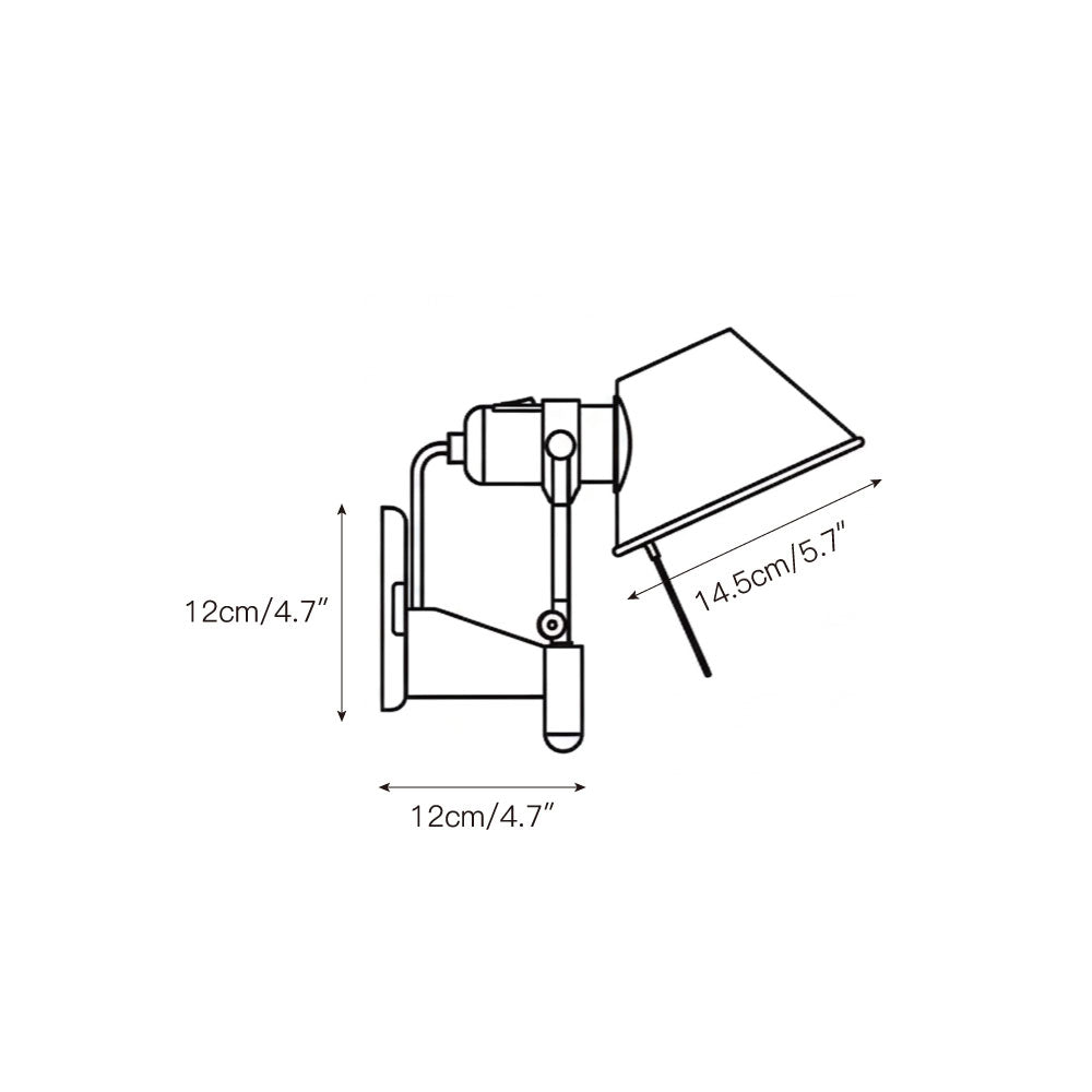 Brady sconce with its adjustable rocker arm extended.