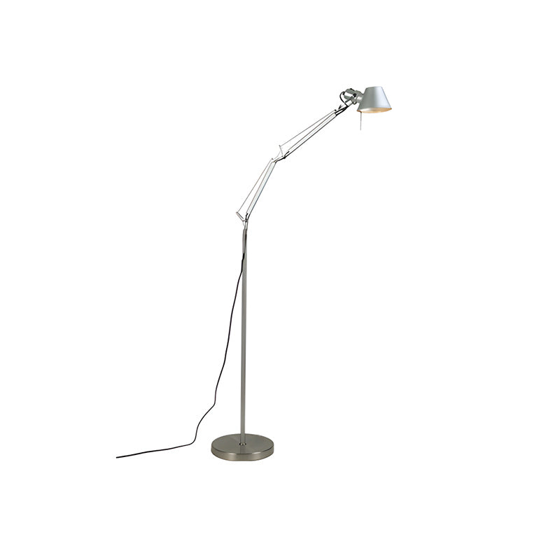 The Brady Rocker Arm Floor Lamp shown from the side, demonstrating its adjustability.