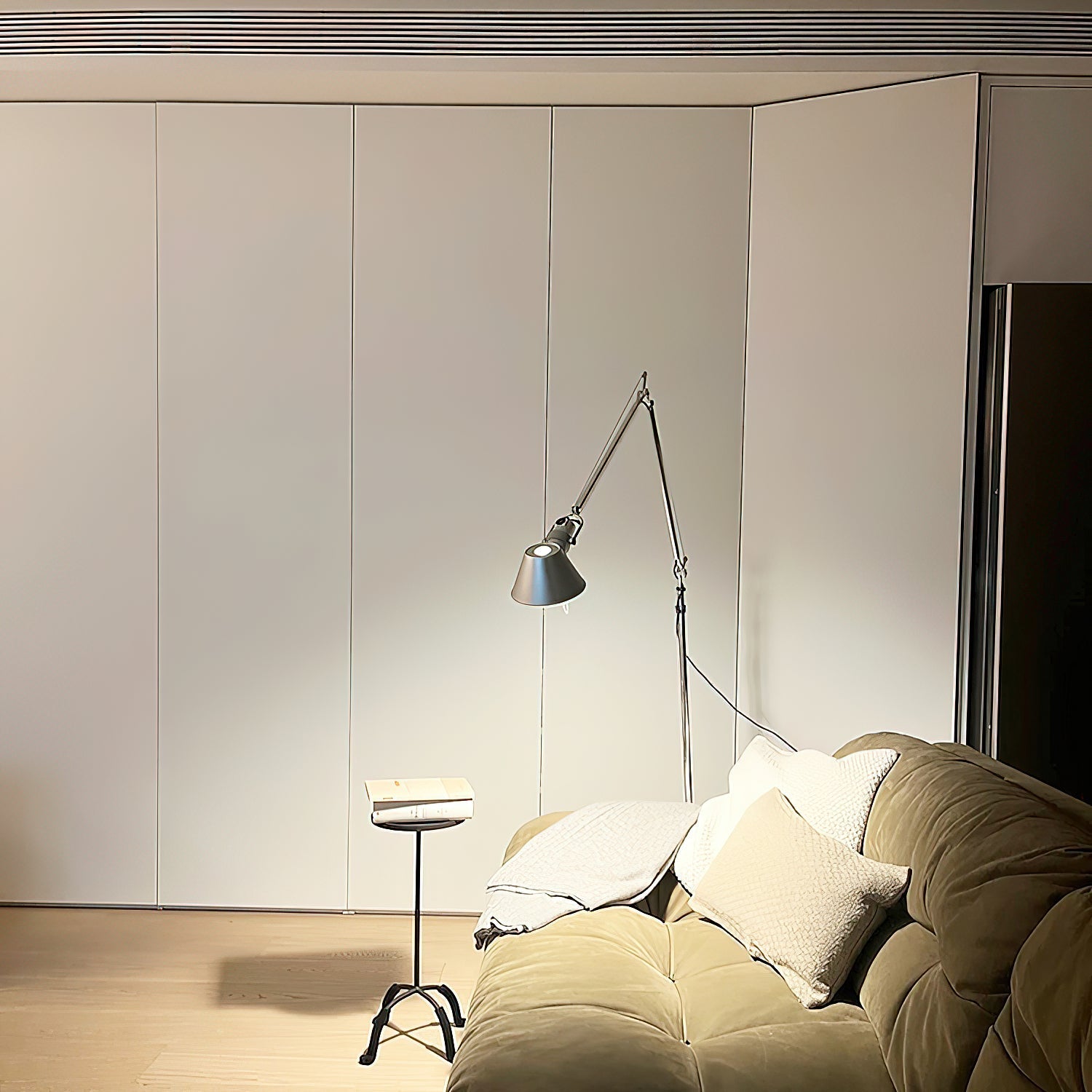 The floor lamp shown in a modern living room setting.