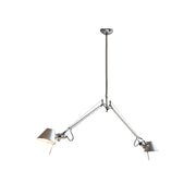 Brady Rocker Arm Pendant Lamp in a nickel finish, viewed from the front.