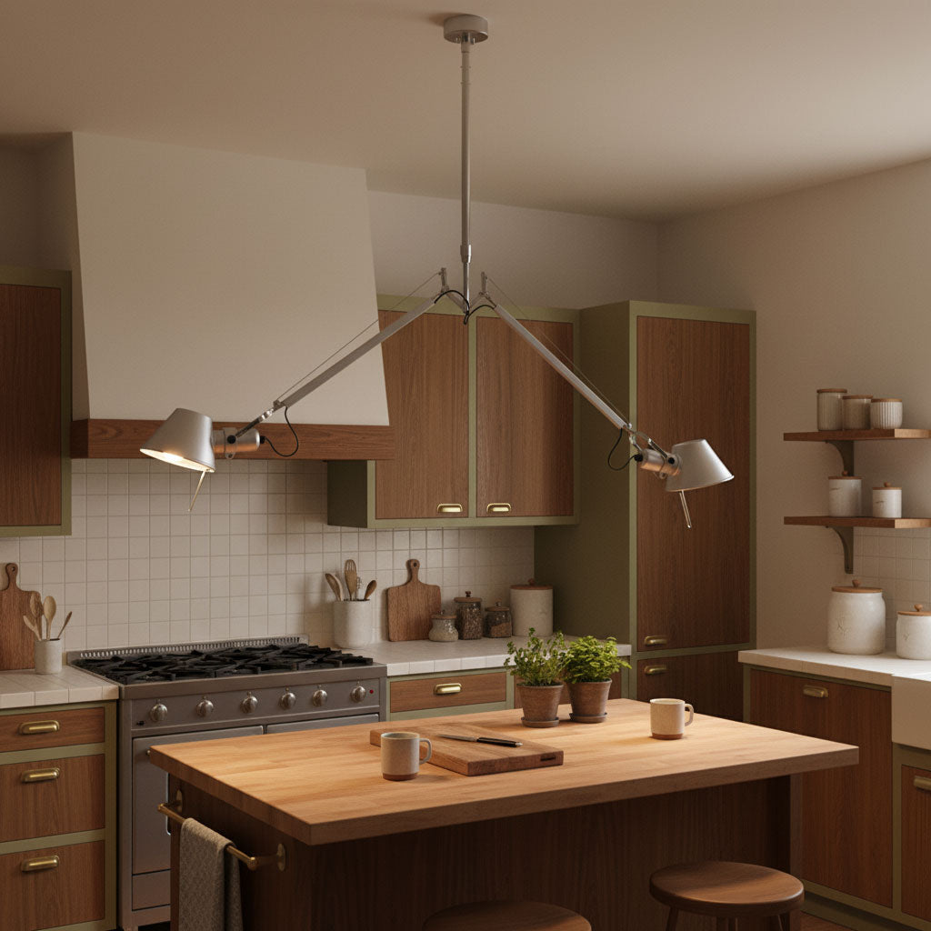 View of the lamp head tilted to direct light.