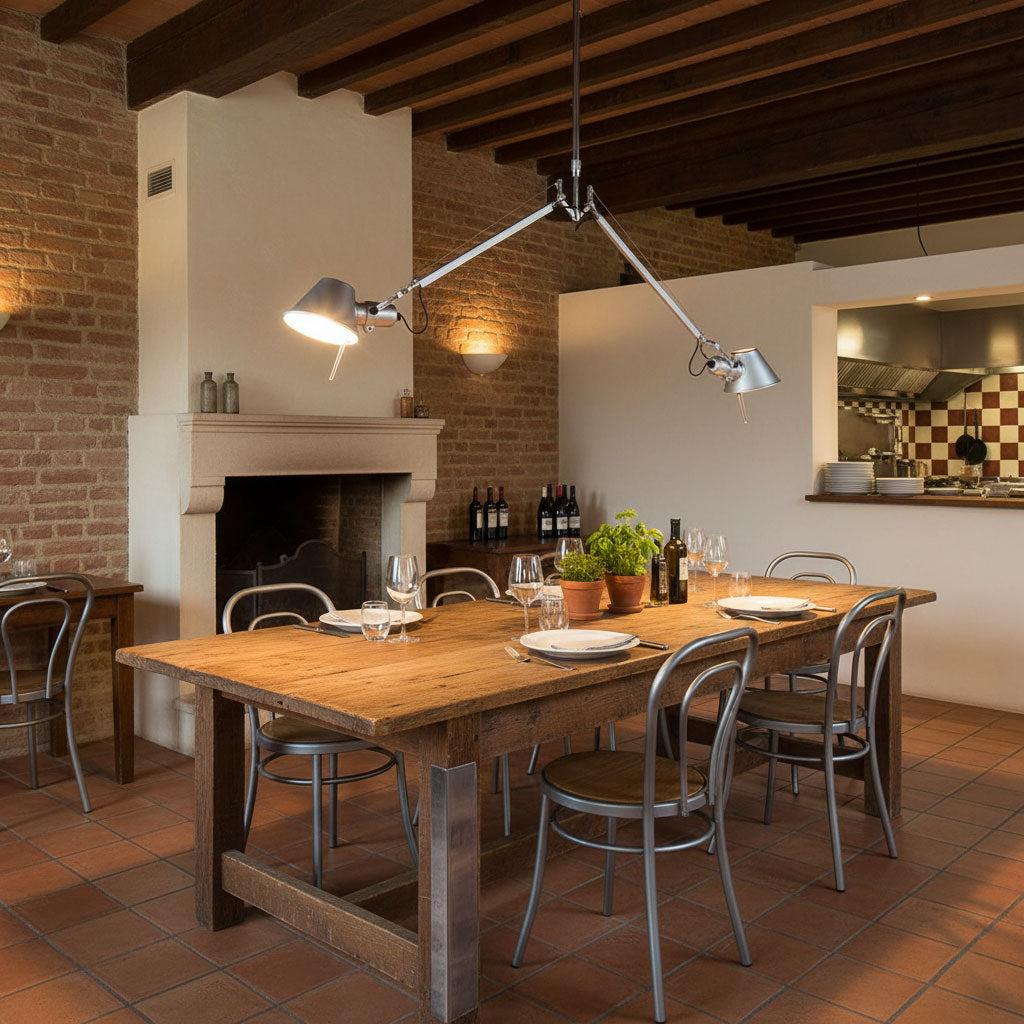 Brady Rocker Arm Pendant Lamp shown in a professional office space.