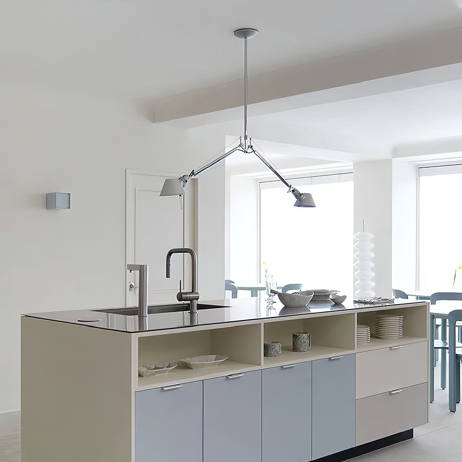 The Brady Pendant Lamp installed in a modern living room setting.