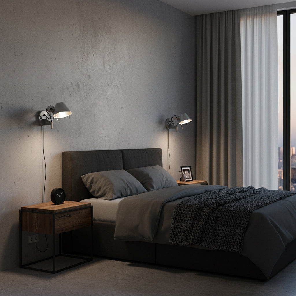 Lifestyle image of the sconce providing task lighting over a desk.