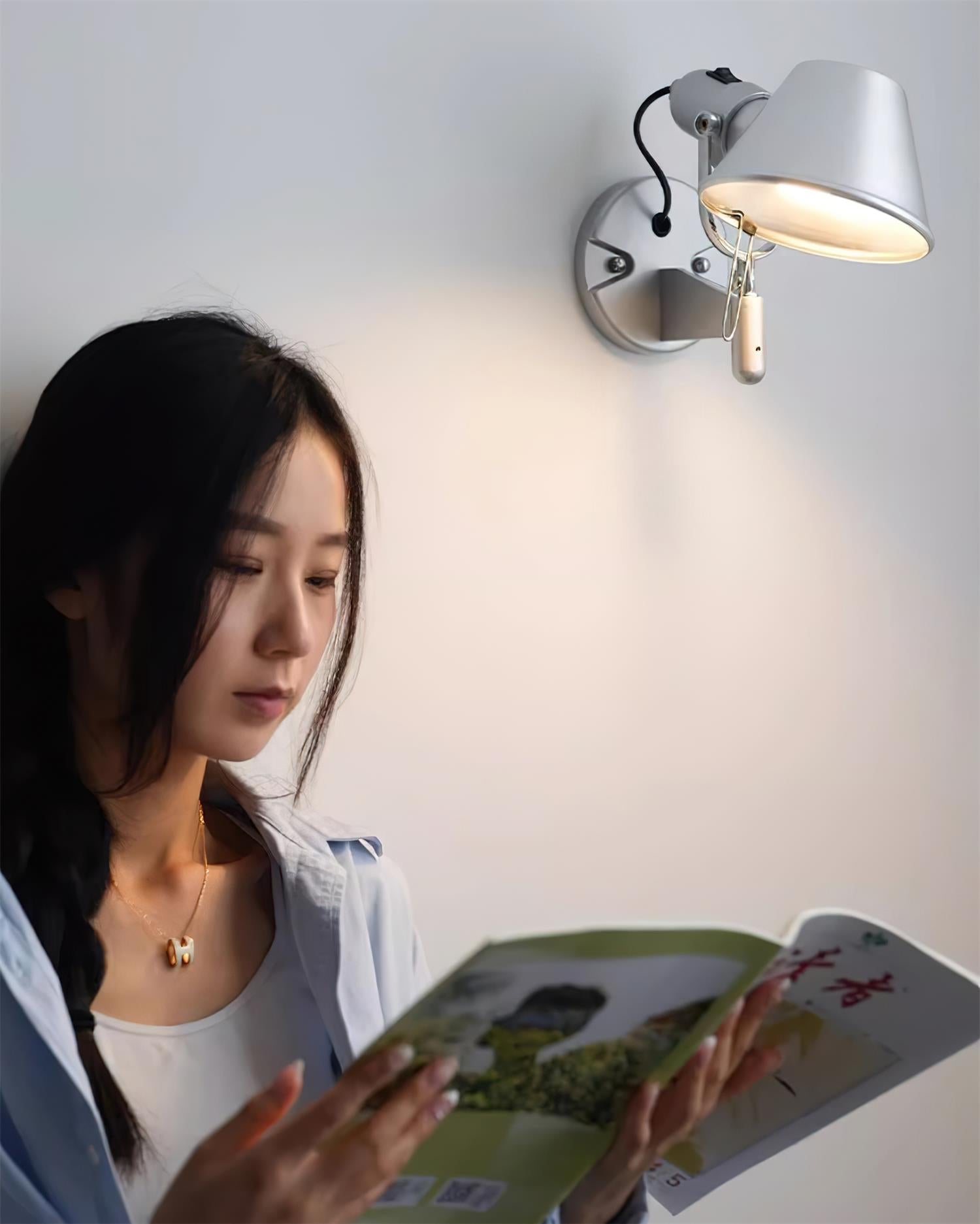 Wall Lamp Metal Body Conical Shade Adjustable Modern Minimalist