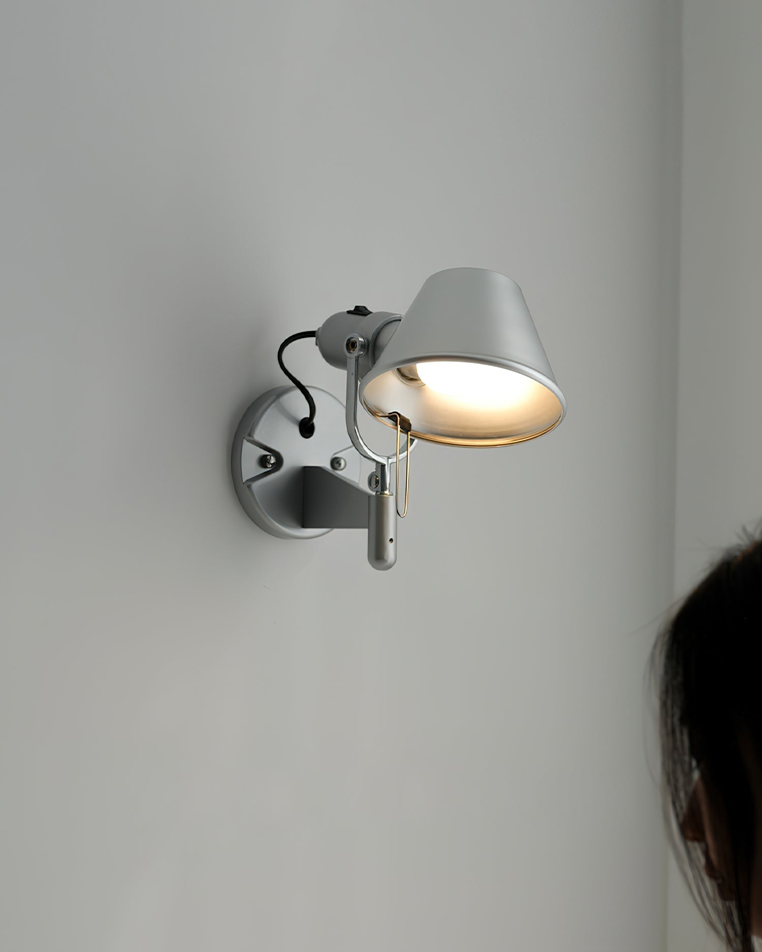 Wall Lamp Metal Body Conical Shade Adjustable Modern Minimalist