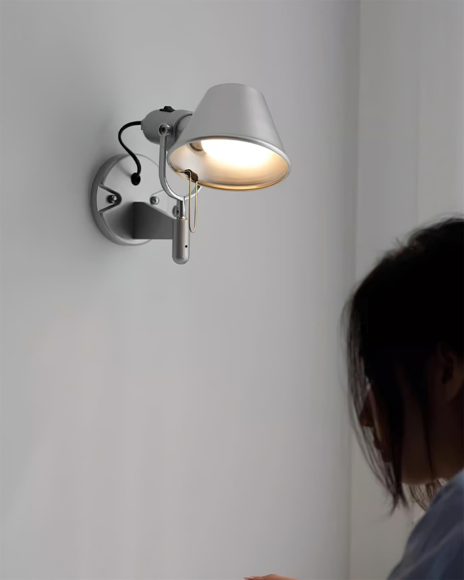 Wall Lamp Metal Body Conical Shade Adjustable Modern Minimalist