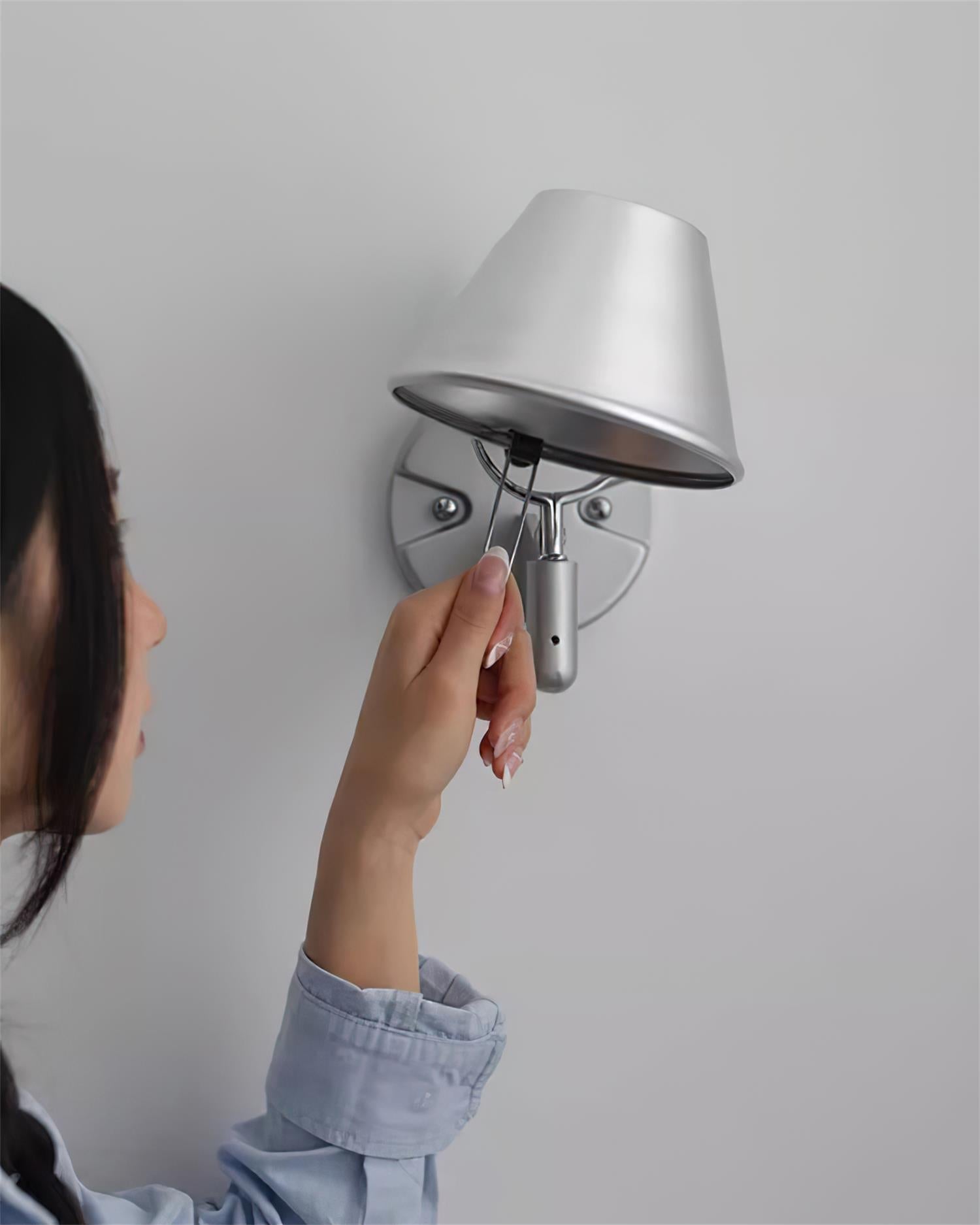 Wall Lamp Metal Body Conical Shade Adjustable Modern Minimalist