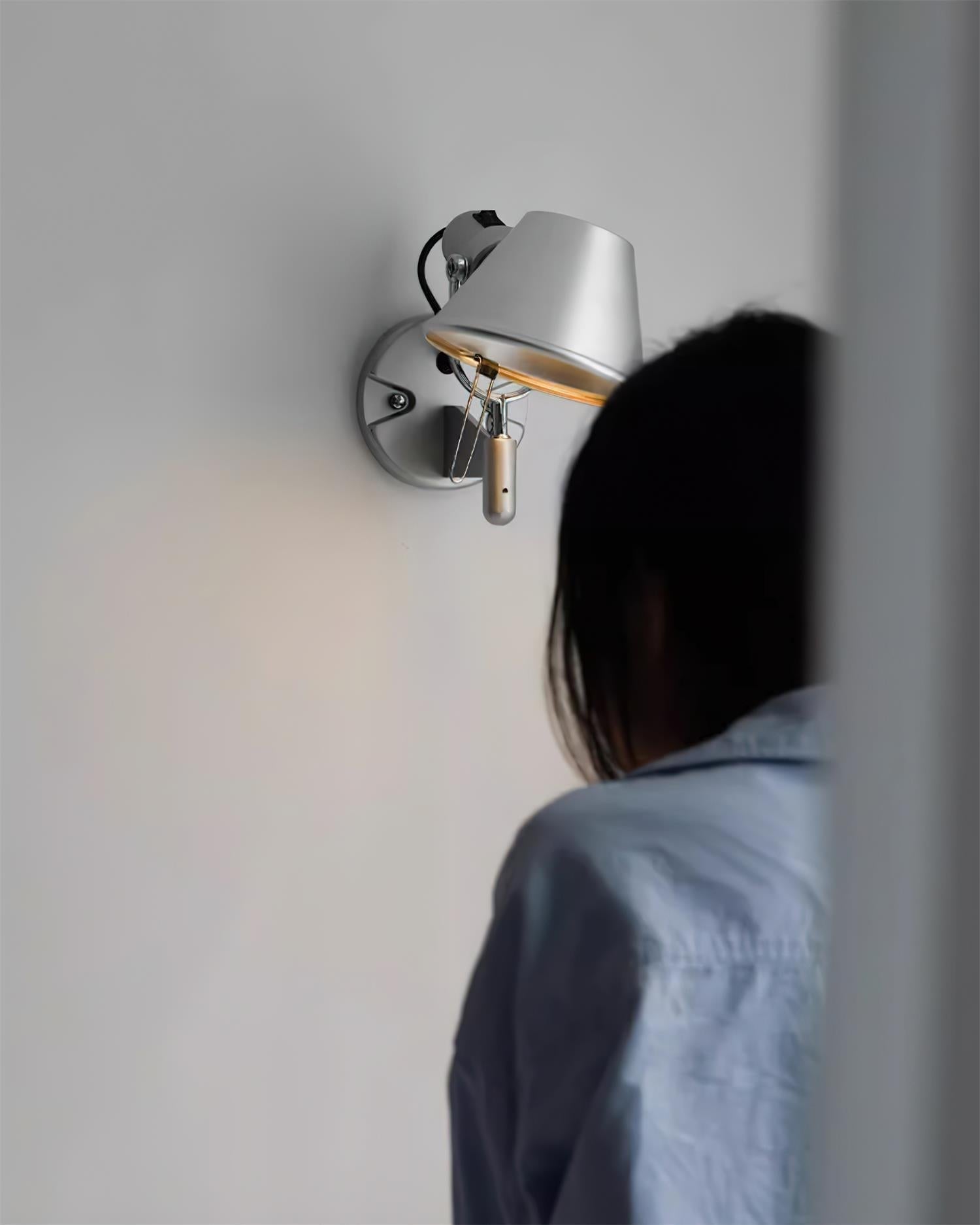 Wall Lamp Metal Body Conical Shade Adjustable Modern Minimalist