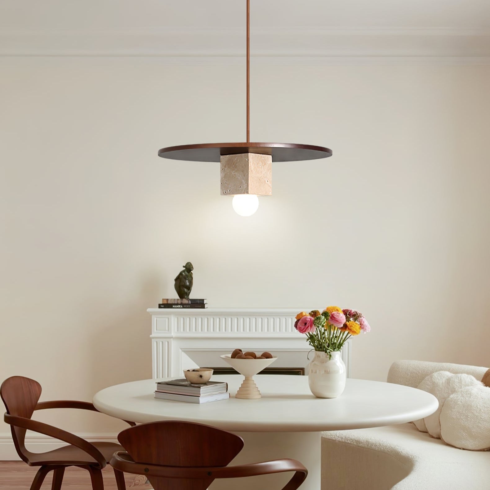 Sarix Geometric Travertine Pendant Light-Neutral Decor