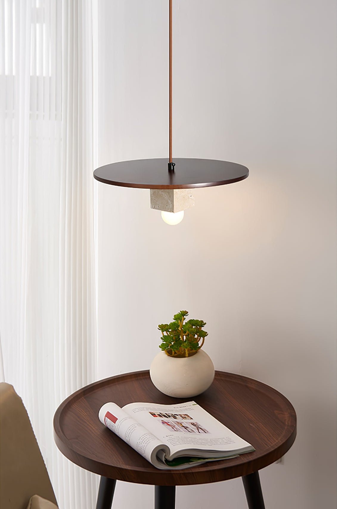 Sarix Geometric Travertine Pendant Light-Neutral Decor