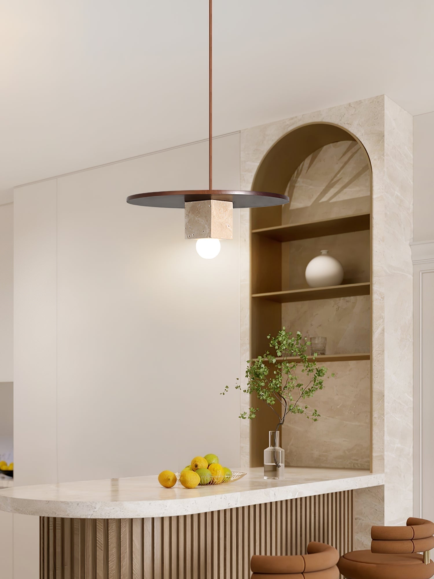 Sarix Geometric Travertine Pendant Light-Neutral Decor