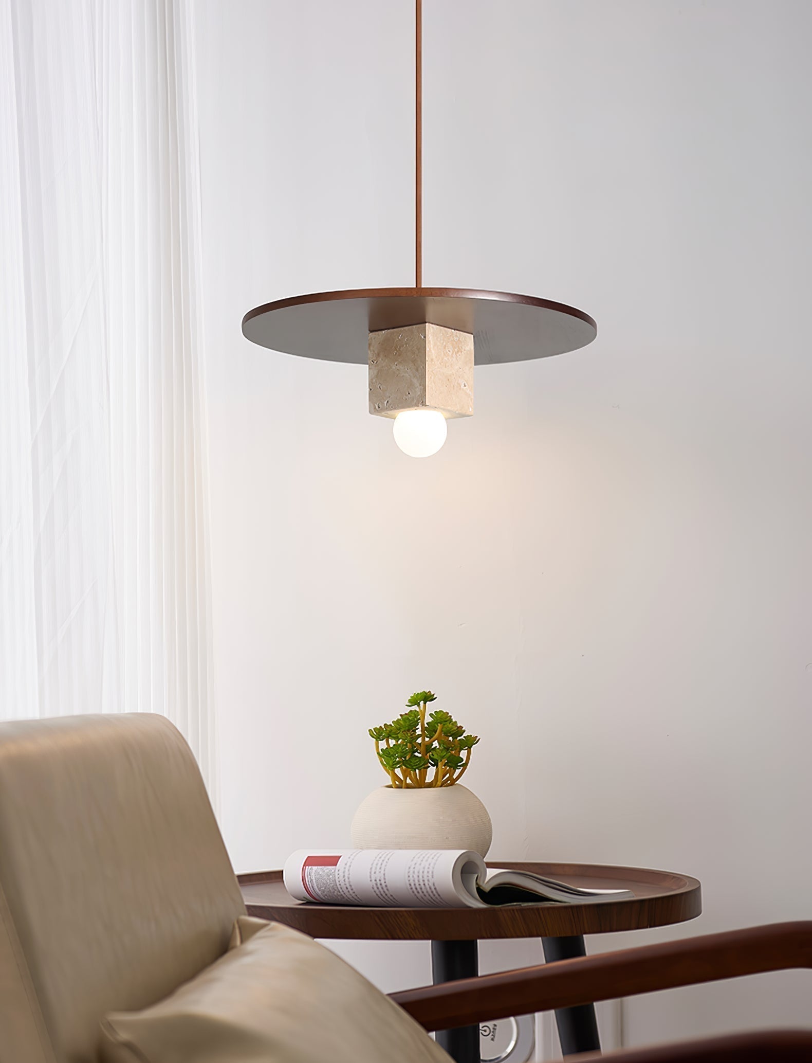 Sarix Geometric Travertine Pendant Light-Neutral Decor