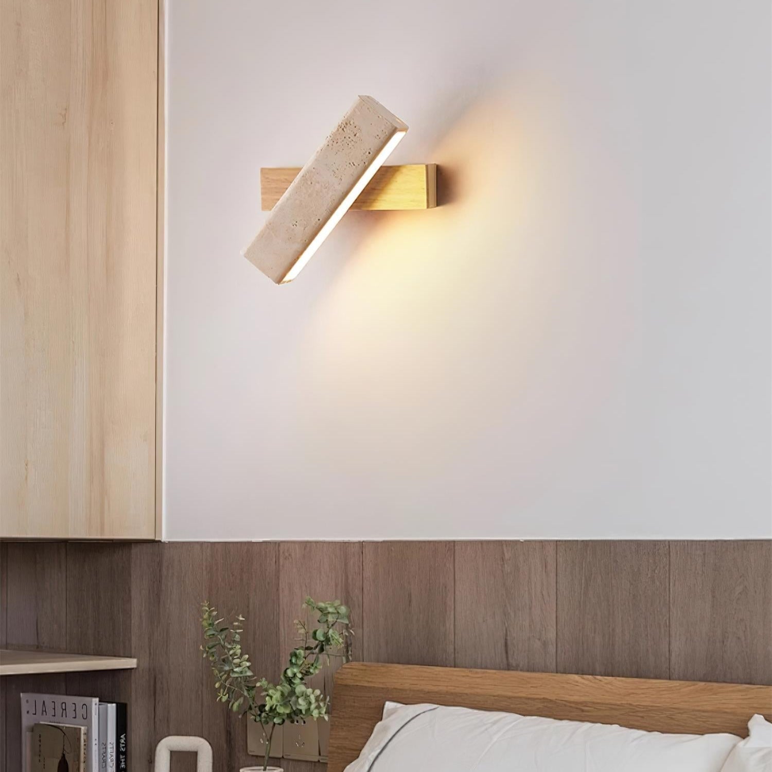 Novra Travertine Rotating Wall Lamp-Neutral Decor